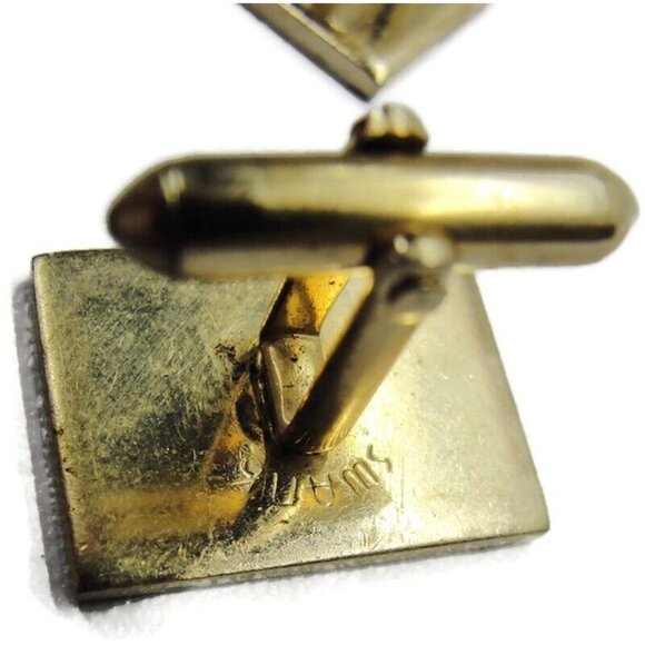 Vtg Swank Brushed Finish Cufflinks Tie Bar Set Gold Tone Tux Shirt Dress Suit - Picture 3 of 7